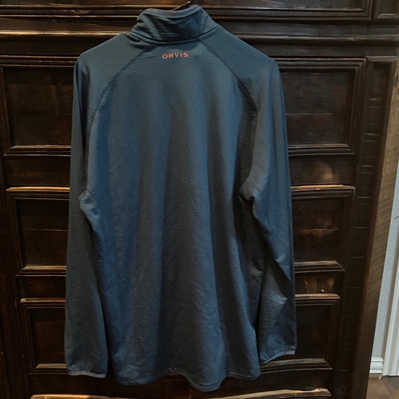 Orvis Men's Trout Bum Half-Zip Teal and Orange size Large Jacket - Picture 2 of 3